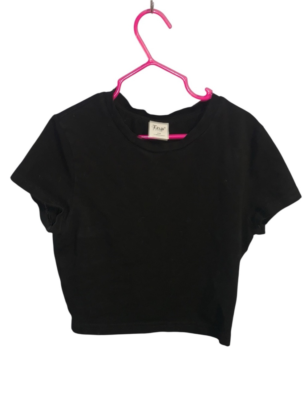 Tna Black Short Sleeve Crop Top 2XS Cotton